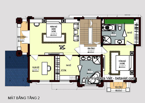 Diện tích tầng 2 của biệt thự cổ điển