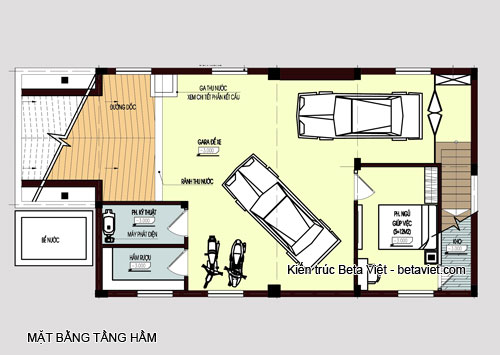 Diện tích tầng hầm biệt thự cổ điển: 113 m2