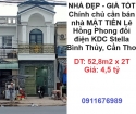 ⭐NHÀ ĐẸP - GIÁ TỐT - Chính chủ cần bán nhà MẶT TIỀN Lê Hồng Phong đối điện KDC Stella Bình Thủy;