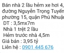 Bán nhà 2 lầu HXH 4,5m Nguyễn Trọng Tuyển P15, Q.Phú Nhuận 24.5m 3.95 tỷ. Lh:0901445676