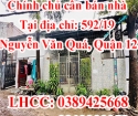 Chính chủ cần bán nhà tại địa chỉ: 592/19 Nguyễn Văn Quá, Quận 12