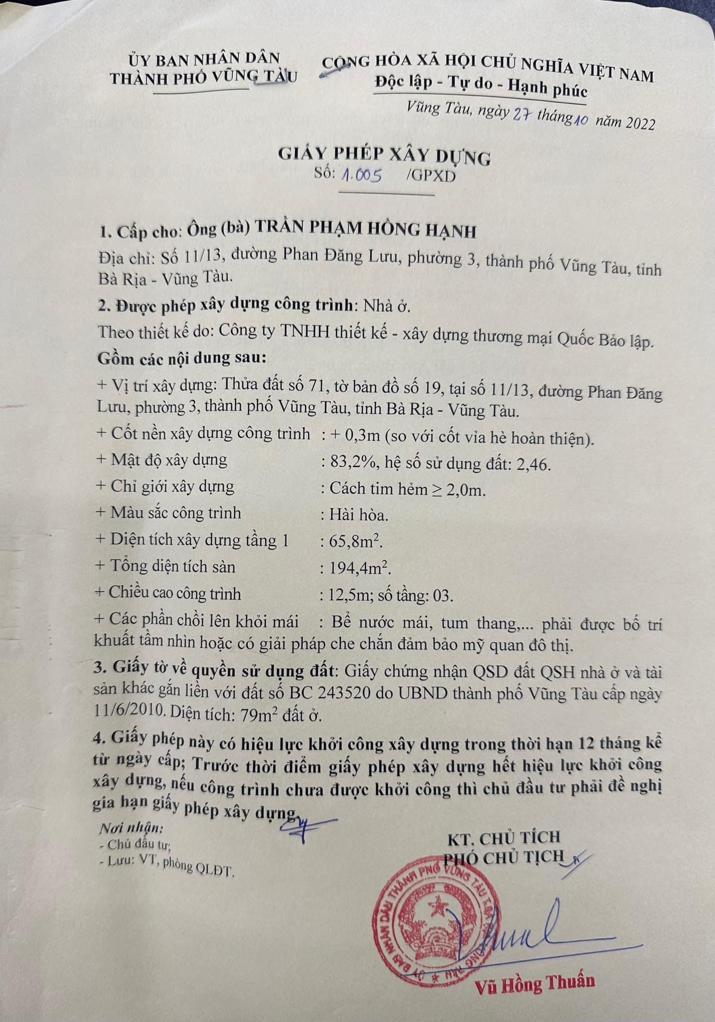 BÁN LÔ ĐẤT ĐỊA CHỈ 11/13 PHAN ĐĂNG LƯU - PHƯỜNG 3 - THÀNH PHỐ VŨNG TÀU - Ảnh 2