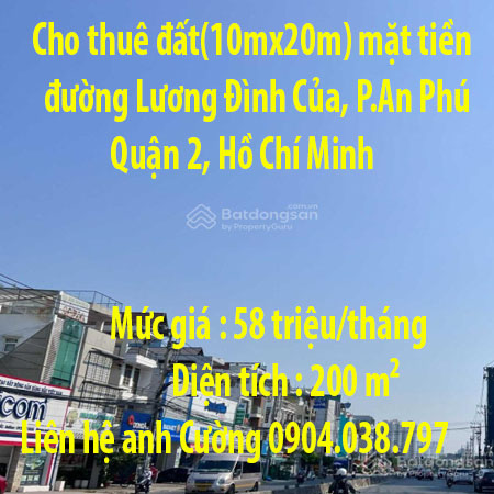 Cho thuê đất(10mx20m) mặt tiền đường Lương Đình Của, Phường An Phú, Quận 2, Hồ Chí Minh - Ảnh chính