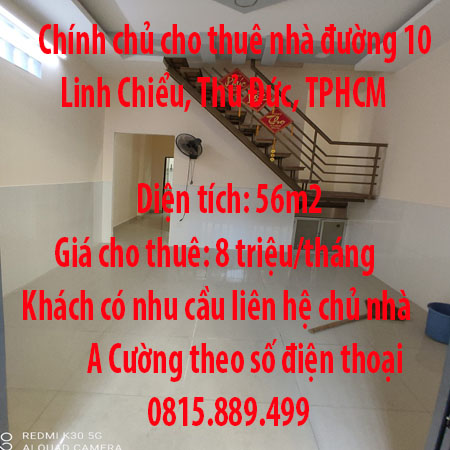 Chính chủ cho thuê nhà đường 10  Linh Chiểu, Thủ Đức, TPHCM - Ảnh chính