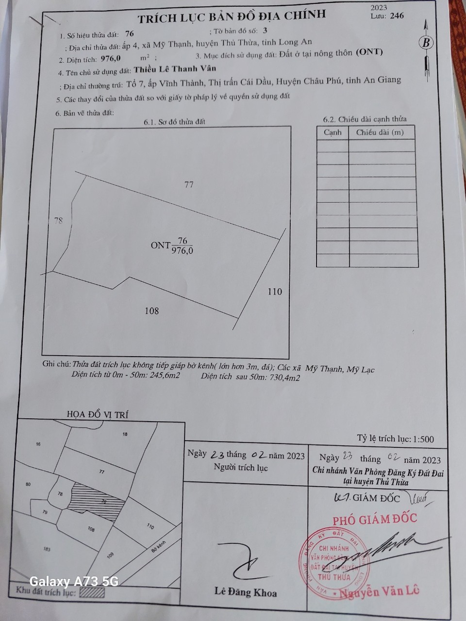 Bán 1.000m2 thổ cư tại ấp 4, xã Mỹ Thạnh, Thủ Thừa, Long An. SHR 2,6 tỷ. Lh:0988982408 - Ảnh 1