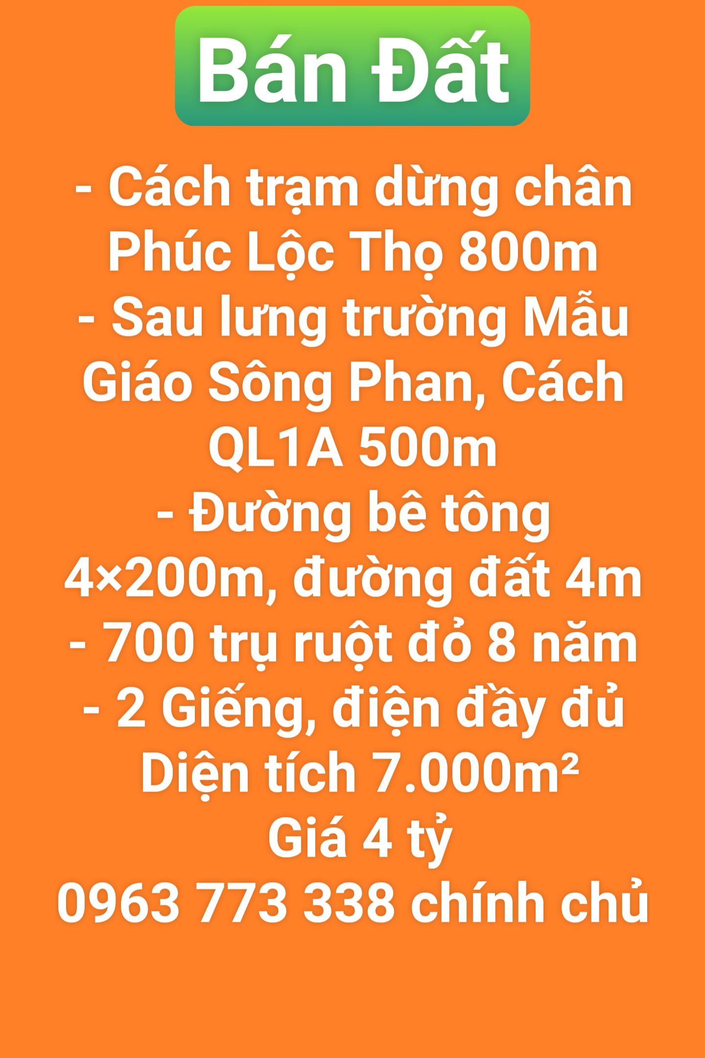 Bán 7000m2 đất Sông Phan Bình Thuận. SHR 4 tỷ. Lh:0963773338. - Ảnh chính
