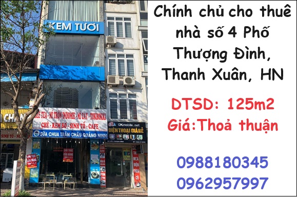 ✨Chính chủ cho thuê nhà số 4 Phố Thượng Đình, Thanh Xuân, Hà Nội, Lh 0988180345 - Ảnh chính