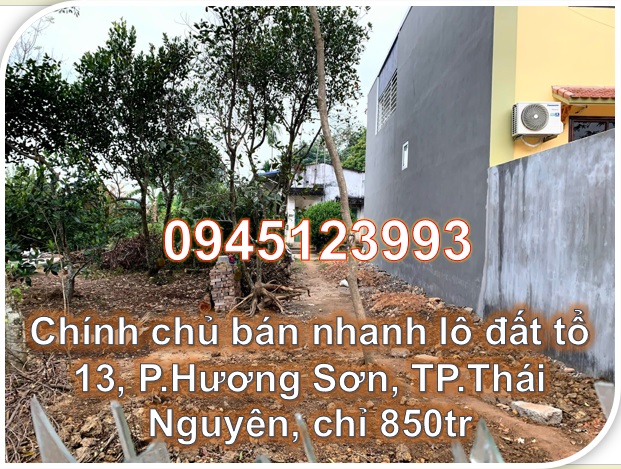 ⭐Chính chủ bán nhanh lô đất tổ 13, P.Hương Sơn, TP.Thái Nguyên, chỉ 850tr; 0945123993 - Ảnh chính