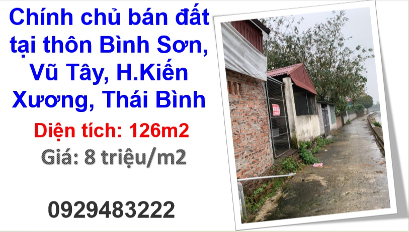 ⭐Chính chủ bán đất tại thôn Bình Sơn, Vũ Tây, H.Kiến Xương, Thái Bình; 8tr/m2; 0929483222 - Ảnh chính