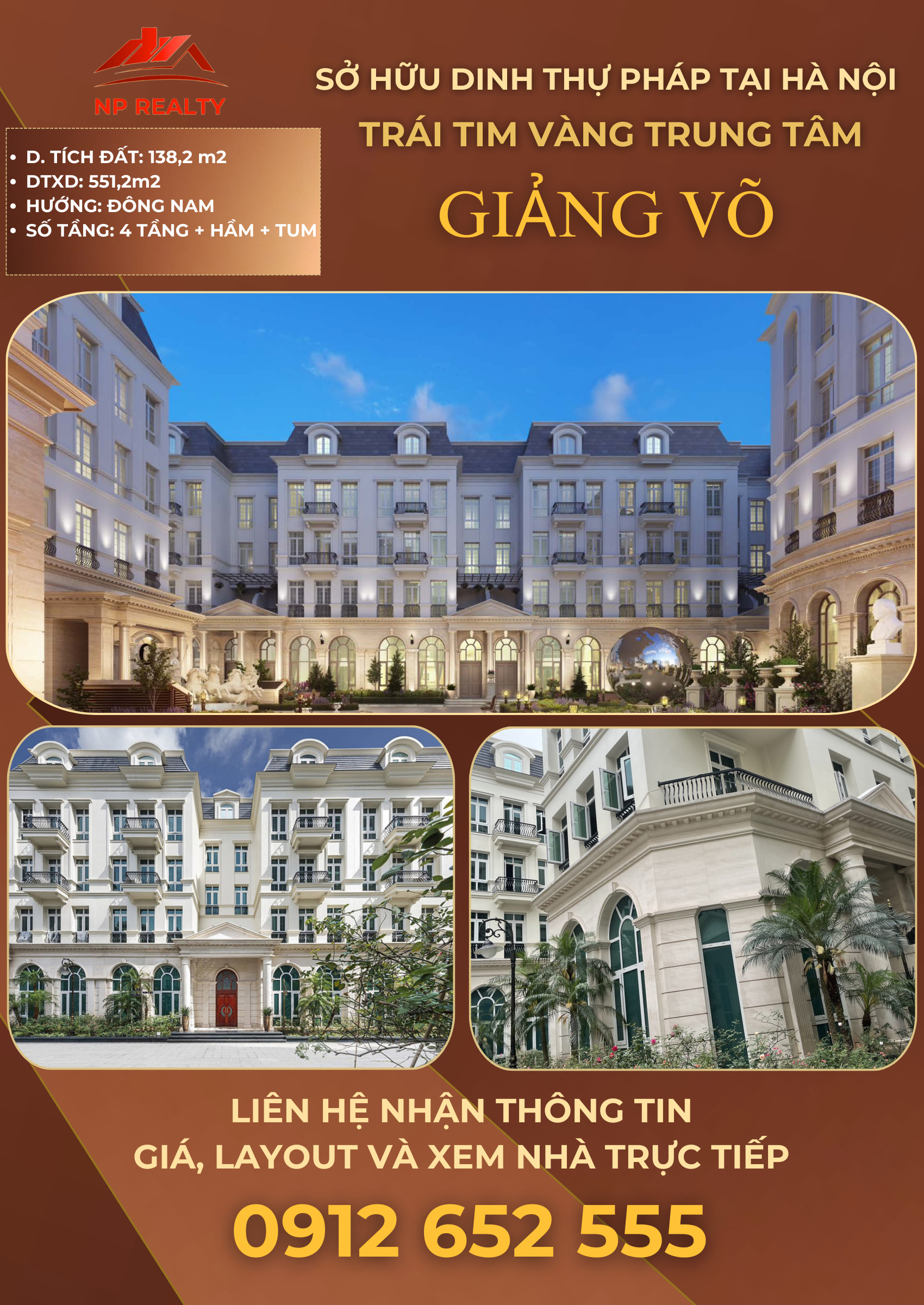 Chính chủ cần bán dinh thự Grandeur Palace 210m2 - 138B phố Giảng Võ – Trung tâm Hà Nội. - Ảnh 1