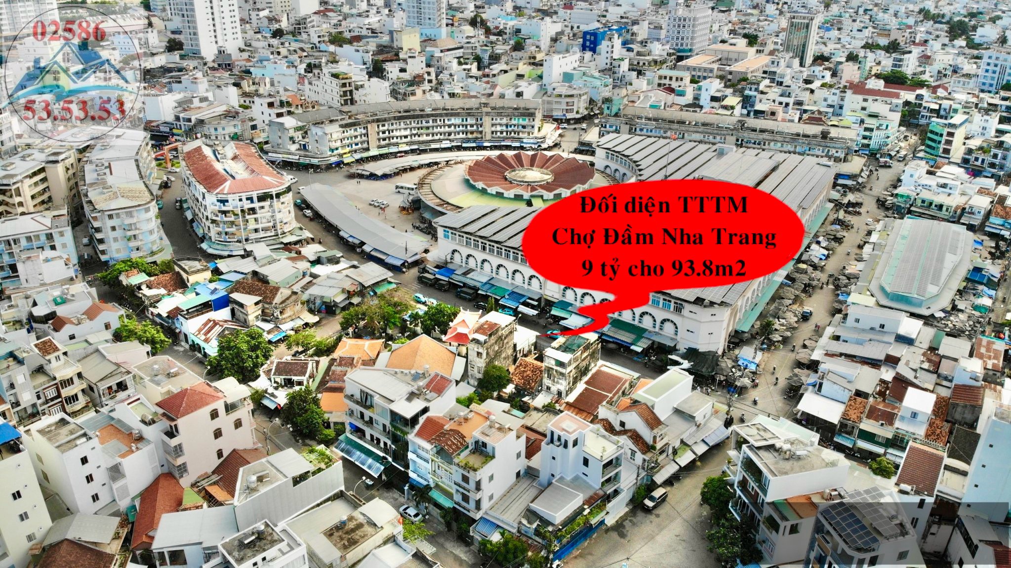 Đất đối diện chợ đầm tròn Nha Trang. Trung tâm thương mại lớn nhất nha trang diện tích 93.8m2 full - Ảnh 1