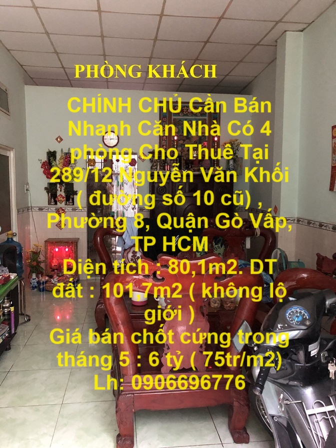 CHÍNH CHỦ Cần Bán Nhanh Căn Nhà Có 4 phòng Cho Thuê Tại Quận Gò Vấp , TP HCM - Ảnh chính