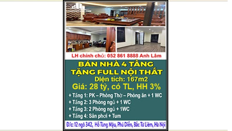 ⭐Chính chủ bán nhà 4T tặng full nội thất trung tâm Bắc Từ Liêm; 28tỷ; 0528618888 - Ảnh chính