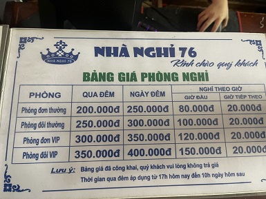 CẦN CHO THUÊ PHÒNG NHÀ NGHỈ TẠI SỐ NHÀ 76 ĐƯỜNG NGUYỄN CÔNG TRỨ, PHƯỜNG LỘC VƯỢNG , TP NAM ĐỊNH - Ảnh chính