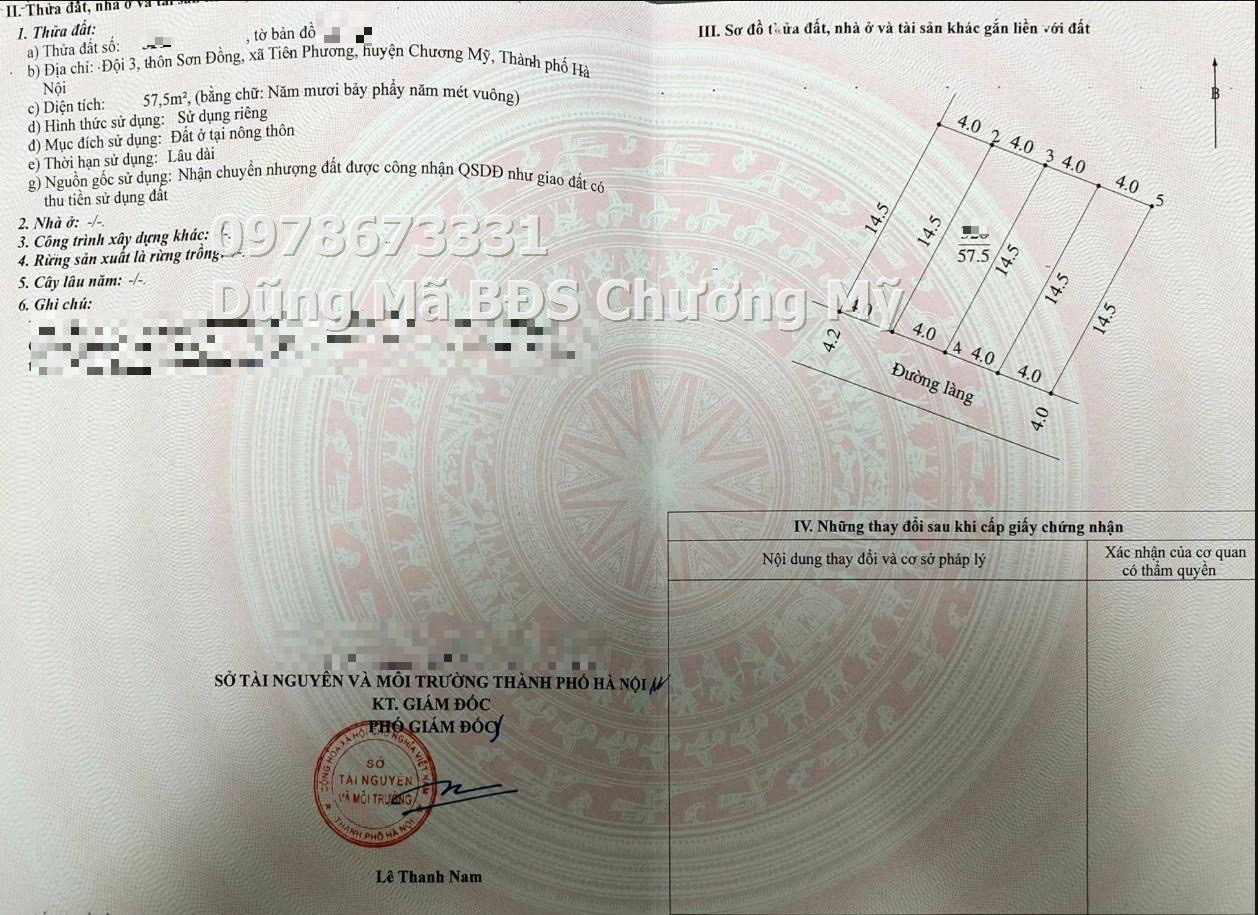 GIÁ CHỈ 1TY6 SỞ HỮU LÔ ĐẤT 57,5M TẠI TIÊN PHƯƠNG-CHƯƠNG MỸ-HÀ NỘI - Ảnh 3