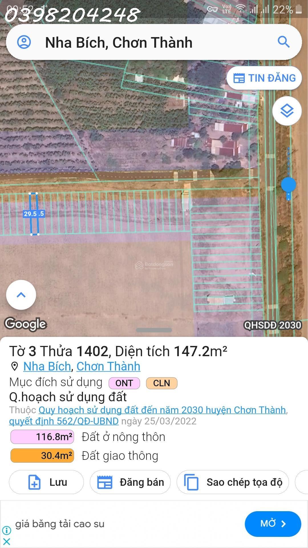 Bán đất 147m2 tại Đường Số 24, Ấp 4, Nha Bích, Chơn Thành, Bình Phước - Ảnh chính