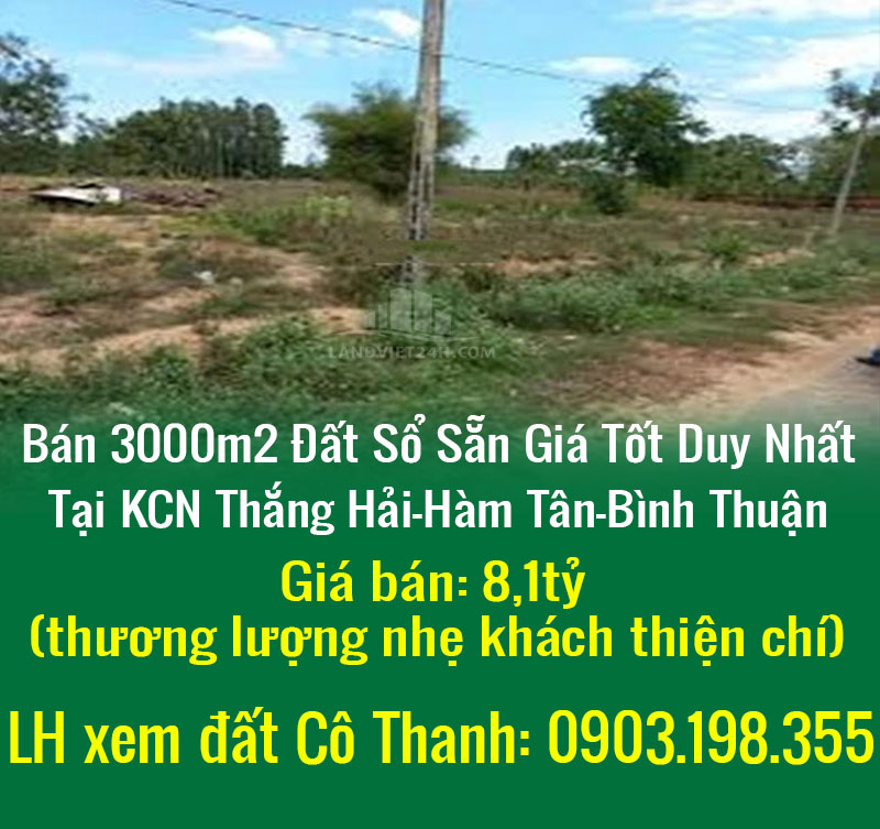 Bán 3000m2 Đất Sổ Sẵn Giá Tốt Duy Nhất Tại KCN Thắng Hải-Hàm Tân-Bình Thuận - Ảnh chính