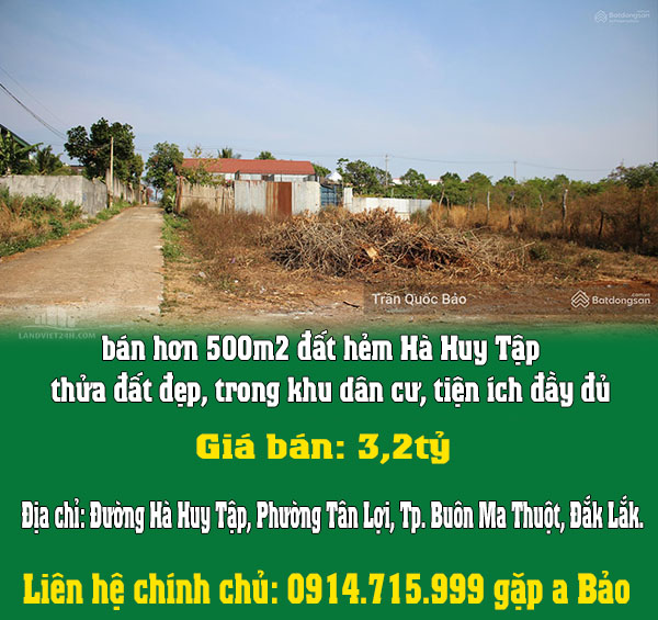 bán hơn 500m2 đất hẻm Hà Huy Tập, thửa đất đẹp, trong khu dân cư, tiện ích đầy đủ - Ảnh chính