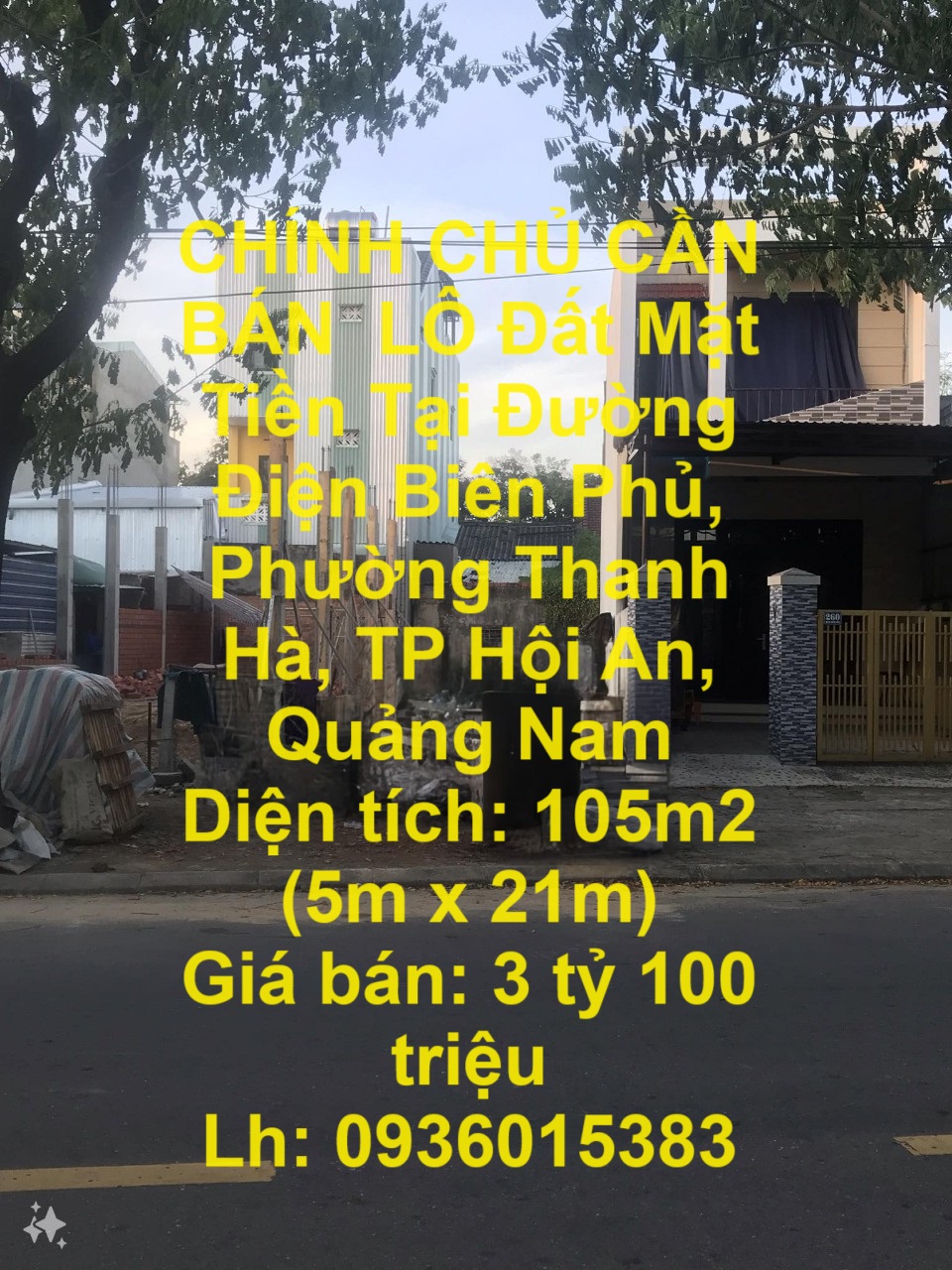 CHÍNH CHỦ CẦN BÁN  LÔ Đất Mặt Tiền Tại Đường Điện Biên Phủ, Phường Thanh Hà, TP Hội An, Quảng Nam - Ảnh chính