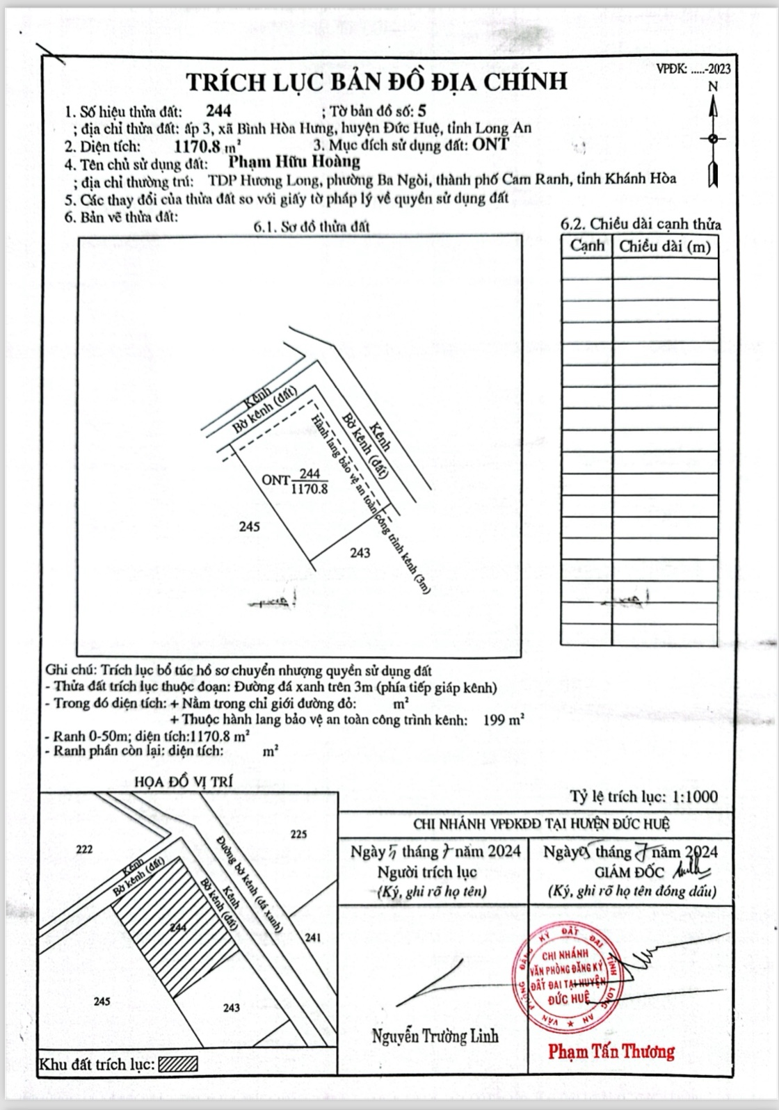 Bán lô đất 1170,8m2 thổ cư Ấp 3 xã Bình Hòa Hưng, Đức Huệ Long an - Ảnh 3