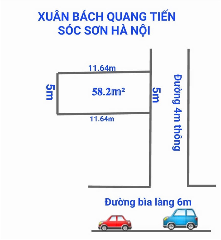Hàng đẹp 58.2m2 tại Xuân Bách- Quang Tiến- Sóc Sơn. Đường oto thông vào đất - Ảnh 3