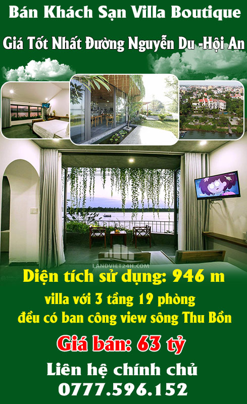 Bán Khách Sạn Villa Boutique Giá Tốt Nhất Đường Nguyễn Du -Hội An - Ảnh chính