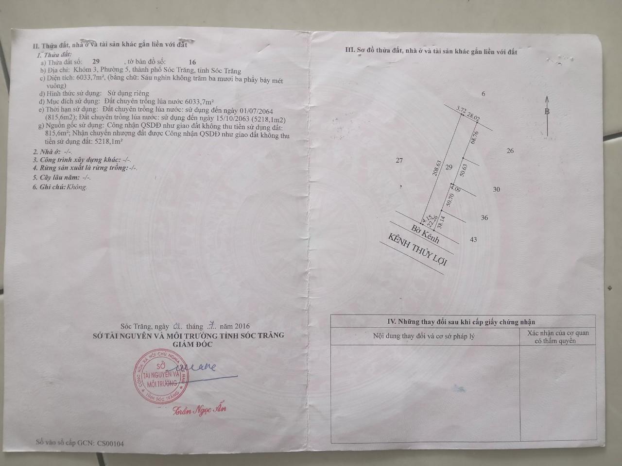 Chính Chủ Cần Bán Nhanh Lô Đất Tại Đường Tôn Đức Thắng, Phường 5, TP Sóc Trăng, Sóc Trăng - Ảnh chính