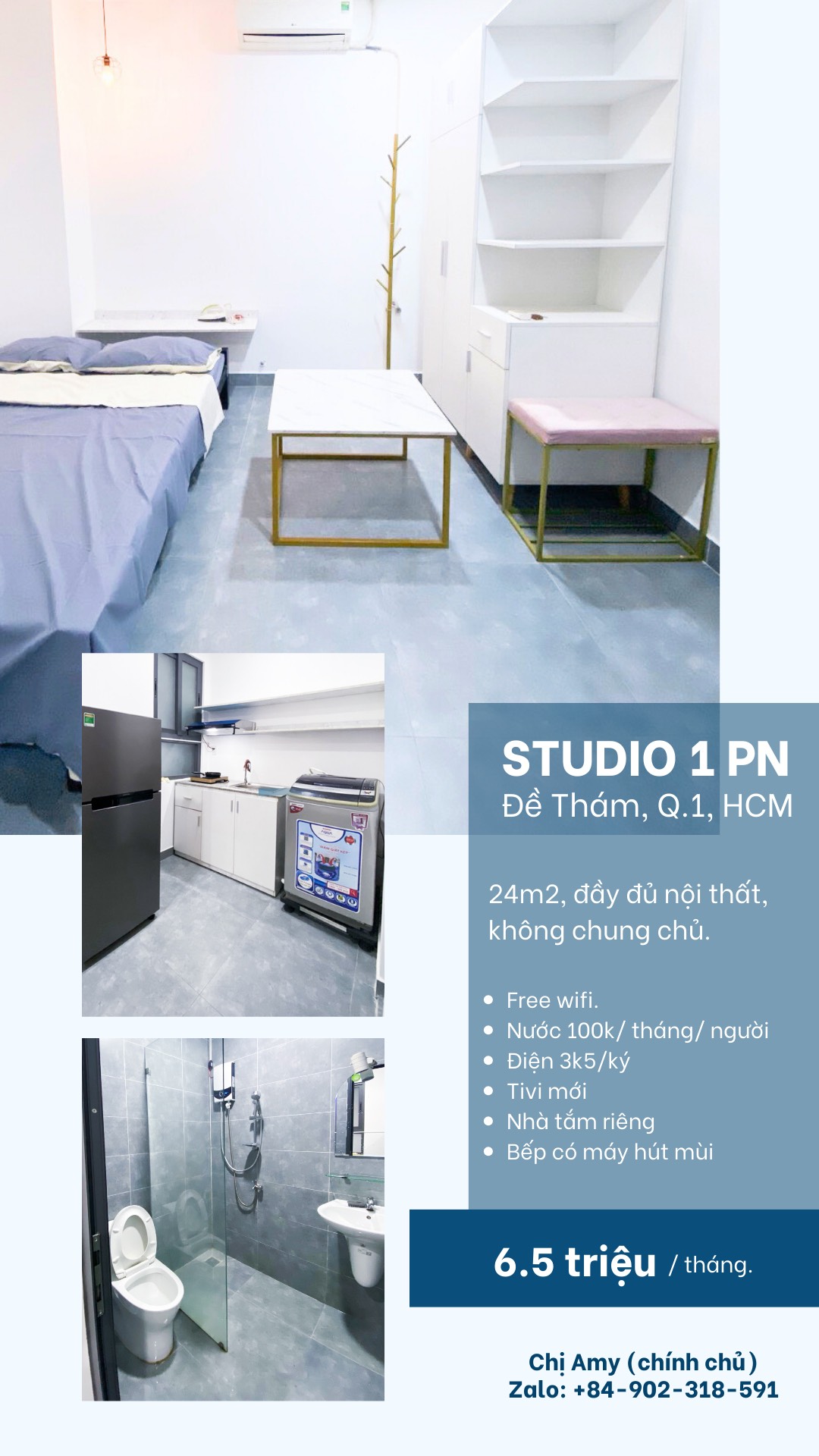 Cho Thuê STUDIO 1PN Ở Đề Thám Quận 1 - Ảnh 1