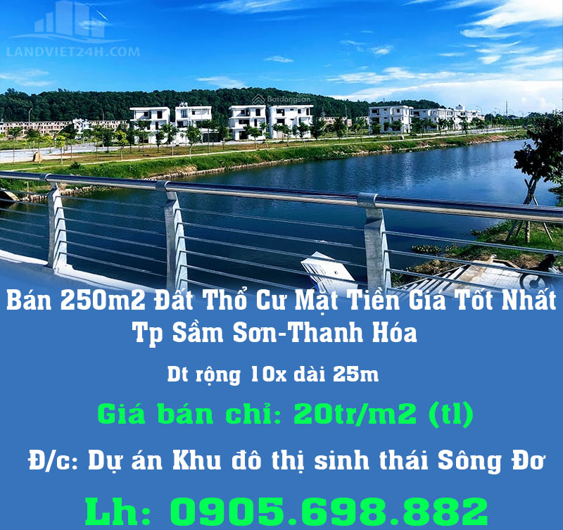 Chính Chủ Bán 250m2 Đất Thổ Cư Mặt Tiền Giá Tốt Nhất Tp Sầm Sơn-Thanh Hóa - Ảnh chính