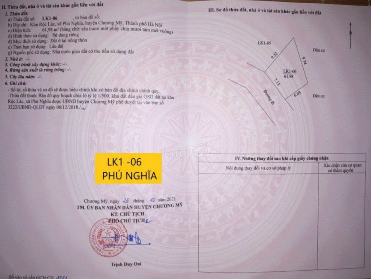 Hàng ngủ đông F0 giá rẻ nhất khu vực Phú Nghĩa ngay gần khu công nghiệp gía nhỉnh 1 tỉ - Ảnh chính