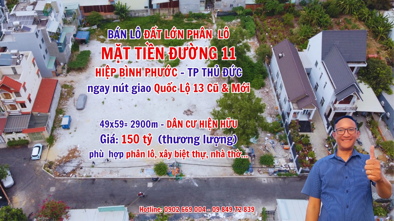 Bán Lô Đất Lớn Mặt Tiền Đường Số 11, Hiệp Bình Phước,  Thành Phố Thủ Đức - Ảnh chính