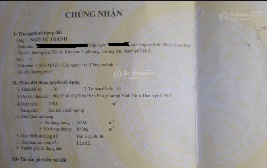 Bán Nhà 3 Mặt Thoáng Mặt Phố Điện Biên Phủ, Phường Vĩnh Ninh, TP Huế.. - Ảnh 4