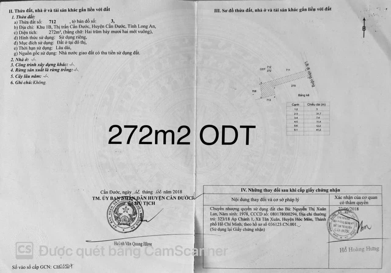 Sang Nhượng Lại Lô Đất, Full Thổ Cư (ODT-Đất Đô Thị) Nằm Trung Tâm Hành Chính Cần Đước - KDC 1B - Ảnh 1