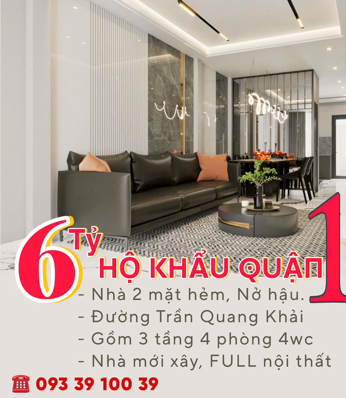 HÀNG HIẾM Q.1, cách đường Trần Quang Khải 30m,Nhà 3 Tầng, 4 Phòng mới xây giá iu thương nhỉnh 6 tỷ. - Ảnh chính