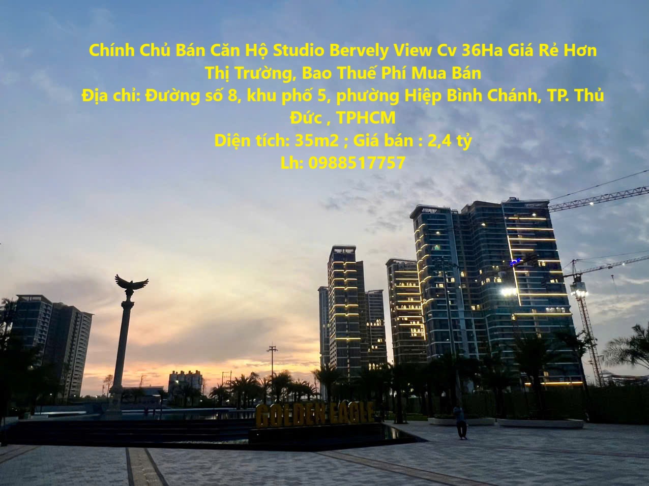 Chính Chủ Bán Căn Hộ Studio Bervely View Cv 36Ha Giá Rẻ Hơn Thị Trường, Bao Thuế Phí Mua Bán - Ảnh chính