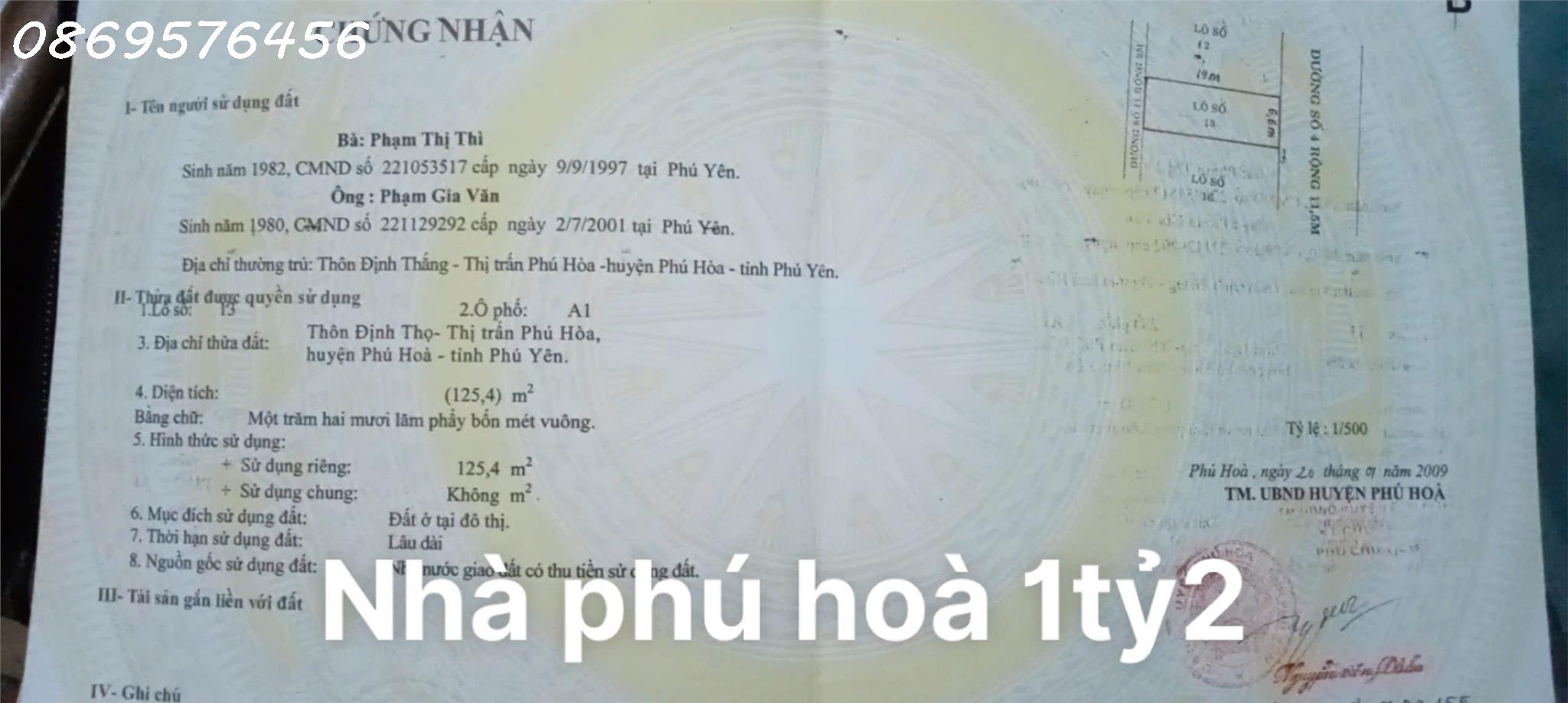 BÁN NHÀ TẠI HUYỆN PHÚ HOÀ TỈNH PHÚ YÊN - Ảnh 1