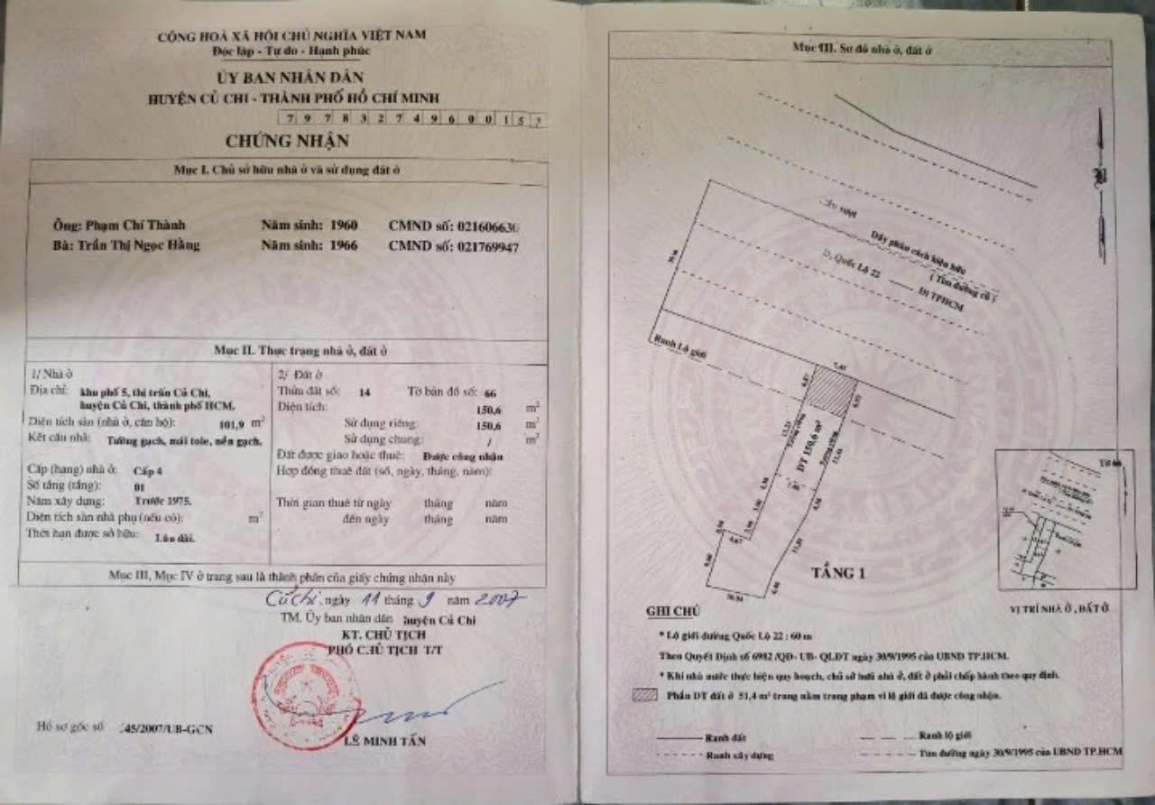 Chính Chủ Cần Bán nhanh căn nhà vị trí đẹp tại thị trấn Củ Chi, huyện Củ Chi, TPHCM - Ảnh 1