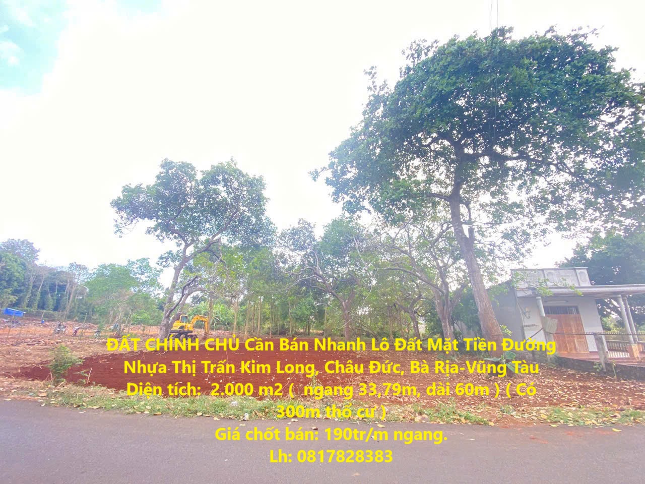 ĐẤT CHÍNH CHỦ Cần Bán Nhanh Lô Đất Mặt Tiền Đường Nhựa Thị Trấn Kim Long, Châu Đức, Bà Rịa-Vũng Tàu - Ảnh chính