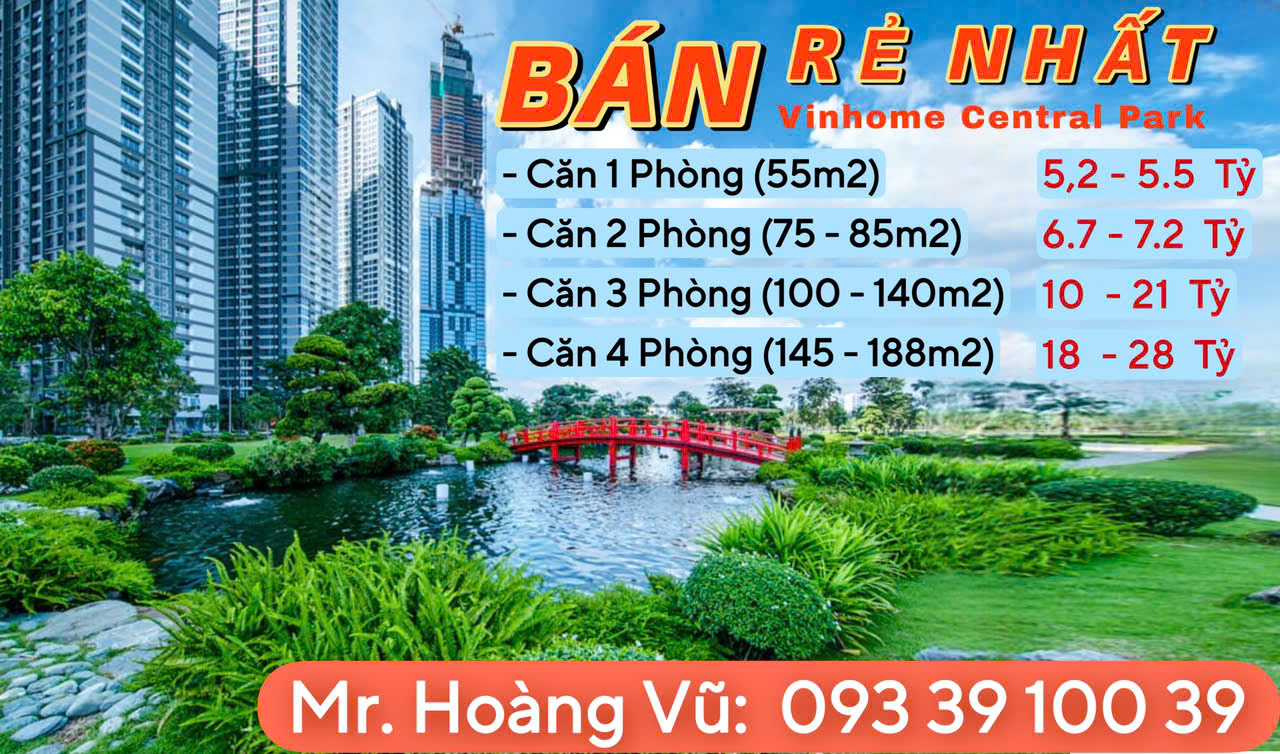 Bán căn hộ Vinhomes Central Park: 1PN=5tỷ2, 2PN=6tỷ7, 3PN=10tỷ 4PN=18tỷ. Hàng thật giá thật.LH: - Ảnh chính