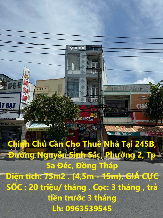 Chính Chủ Cần Cho Thuê Nhà Tại 245B, Đường Nguyễn Sinh Sắc, Phường 2, Tp Sa Đéc, Đồng Tháp - Ảnh chính