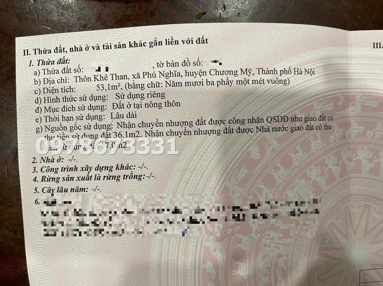 SIÊU PHẨM ĐẦU TƯ SINH LỜI GẦN NGAY KHU CÔNG NGHIỆP PHÚ NGHĨA-CHƯƠNG MỸ D/T:53,1M - Ảnh 3