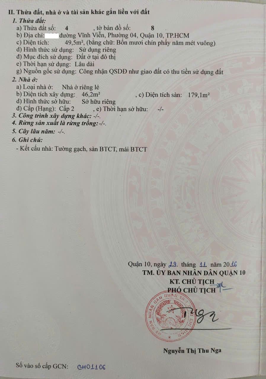 CHÍNH CHỦ BÁN NHÀ PHỐ MẶT TIỀN ĐƯỜNG VĨNH VIỄN KHU VỰC BUÔN BÁN SẦM UẤT Phường 4 Quận 10 - Ảnh 1