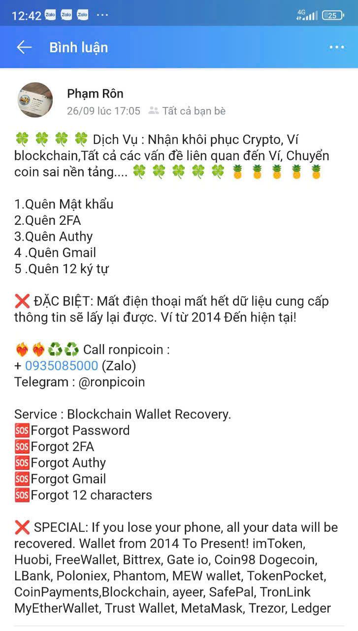 ***Dịch Vụ : Nhận khôi phục Crypto, Ví blockchain,Tất cả các vấn đề liên quan đến Ví, Chuyển coin - Ảnh chính