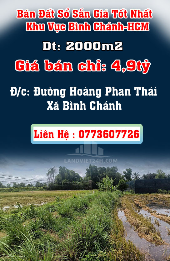 Chính Chủ Bán Đất Sổ Sẵn Giá Tốt Nhất Khu Vực Bình Chánh-HCM - Ảnh chính