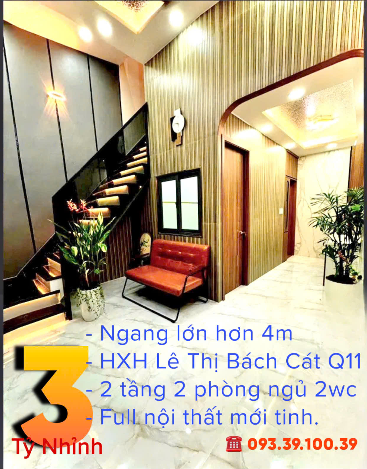 BÁN NHÀ  Q11 - HXH LÊ THỊ BẠCH CÁT - NGANG 4.2M: nhỉnh 3 tỷ- FULL NỘI THẤT. LH: 0933910039 - Ảnh chính