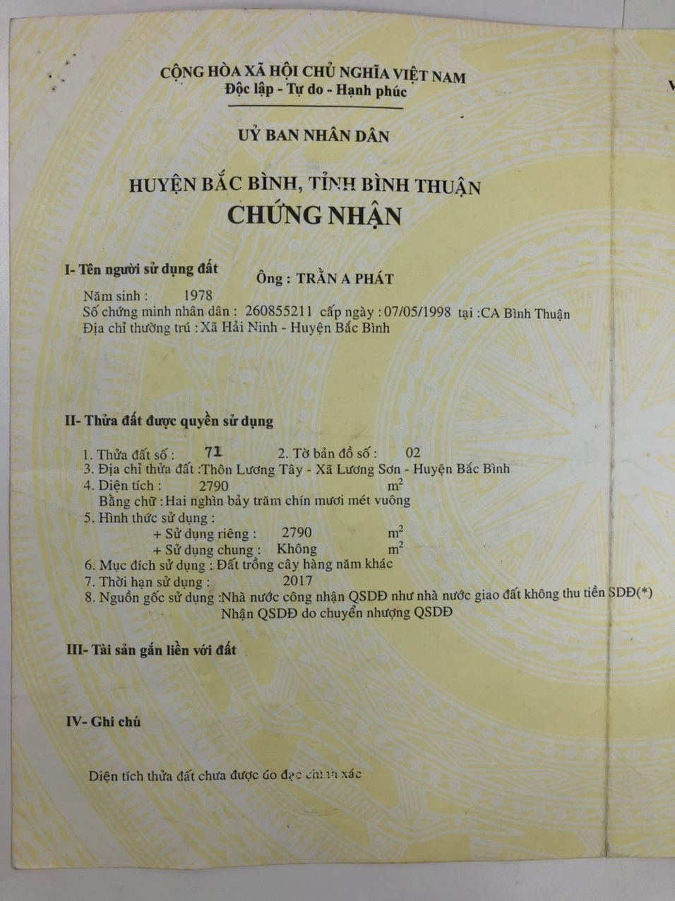 CHÍNH CHỦ CẦN BÁN NHANH LÔ ĐẤT TRUNG TÂM Tại thị trấn Lương Sơn, huyện Bắc Bình, tỉnh Bình Thuận. - Ảnh 1