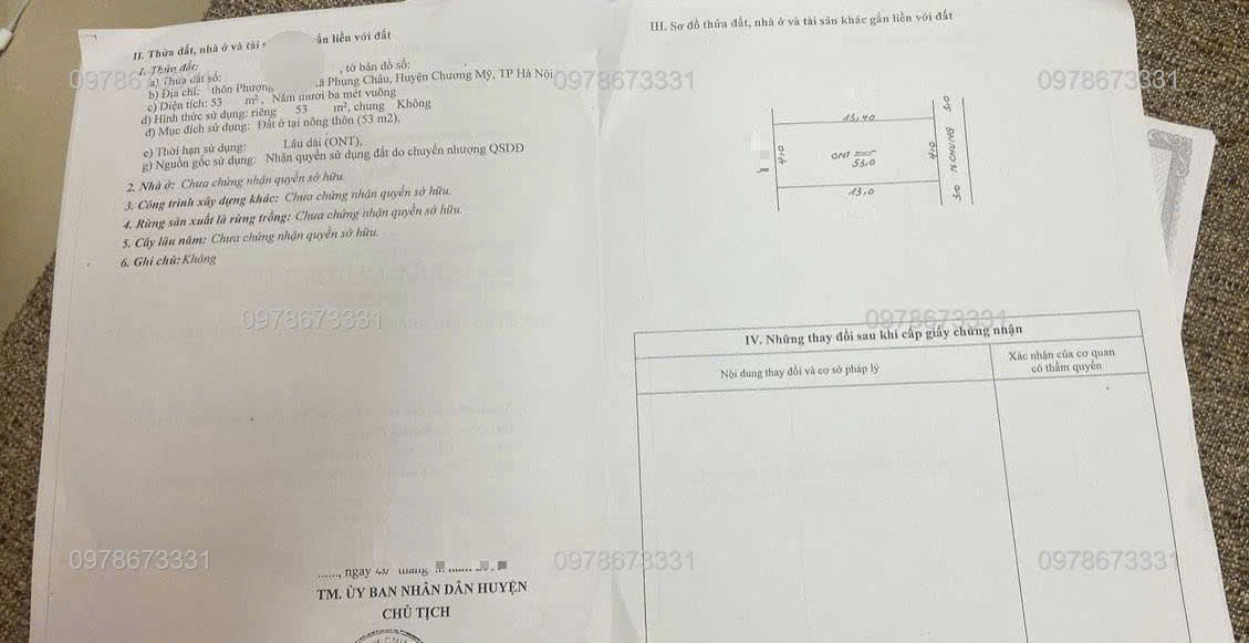 SIÊU PHẨM ĐẦU TƯ SINH LỜI TẠI PHỤNG CHÂU-CHƯƠNG MỸ D/T:53m - Ảnh 1