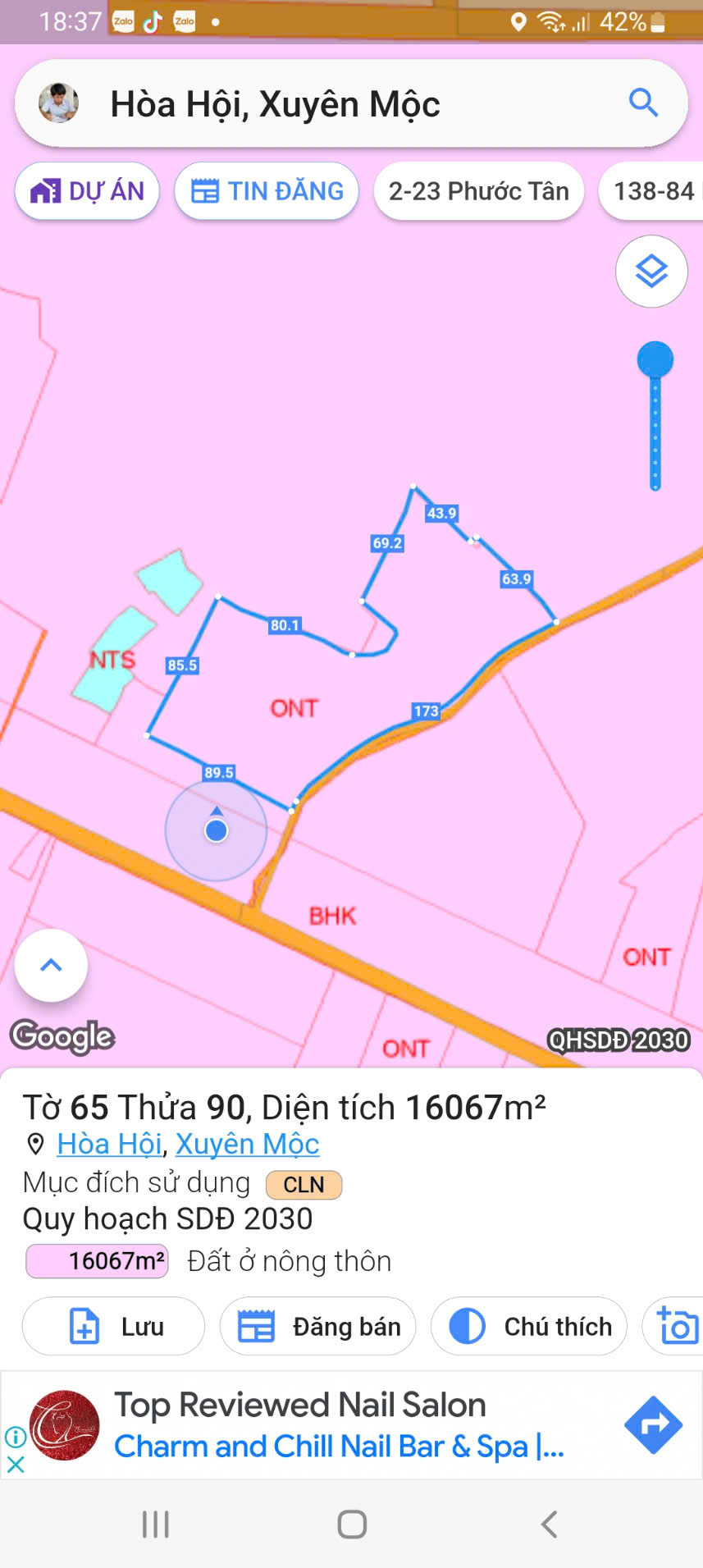 Chủ cần bán 1ha6 hoà hội 173  mặt tiền nhựa full hồng đã có trích lục giấy xin tách thửa - Ảnh chính