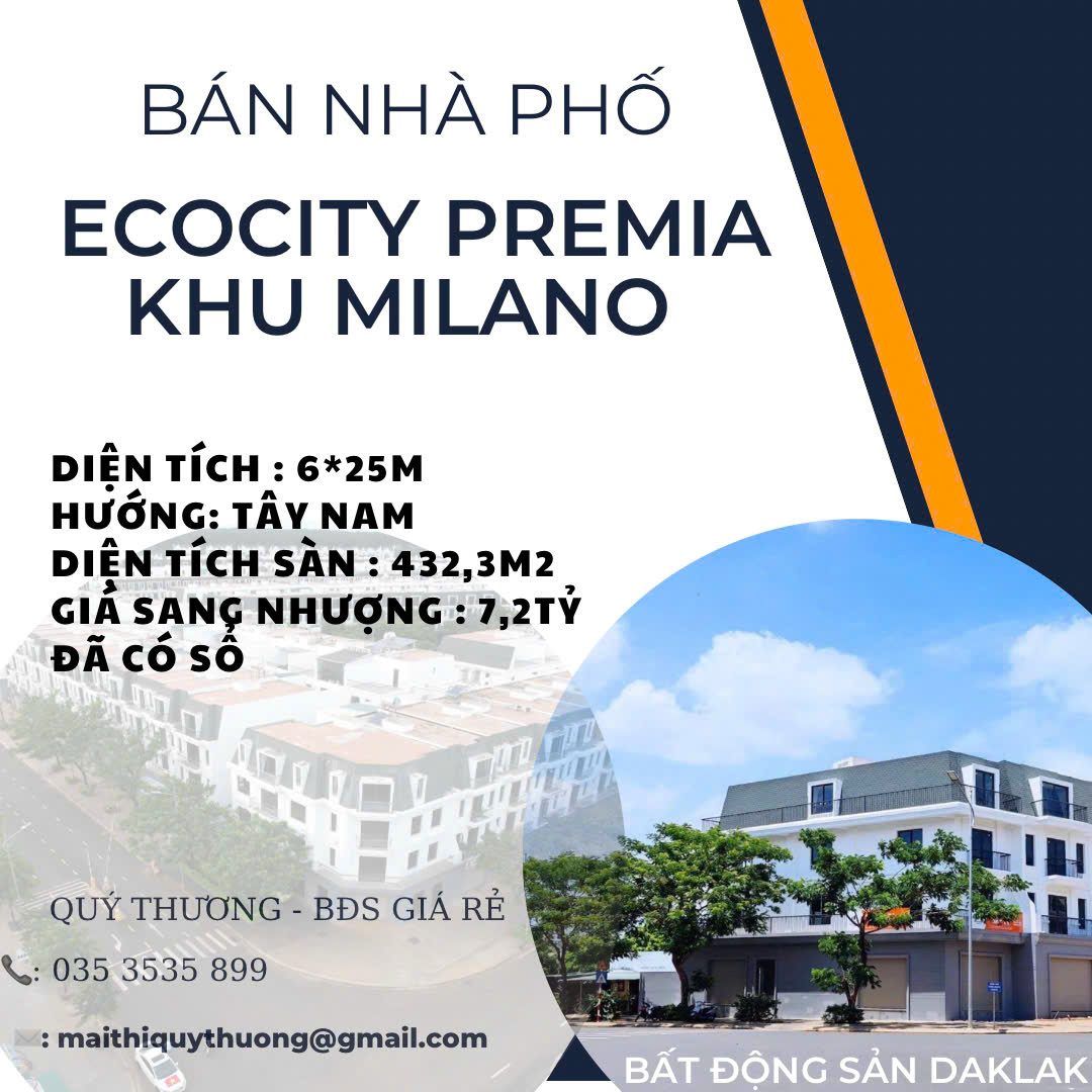 Bán Gấp Nhà Phố Vườn phân khu MiLano mặt đường qh 30 Tại Khu Đô Thị ECOCITY PREMIA - Buôn Ma Thuột - Ảnh 2