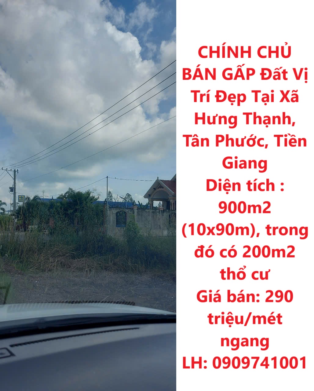 CHÍNH CHỦ BÁN GẤP Đất Vị Trí Đẹp Tại Xã Hưng Thạnh, Tân Phước, Tiền Giang - Ảnh chính